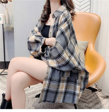 売り切れ必至 カジュアル 柔らかくて優しい印象 チェック柄 3色選択 シャツ E-9689