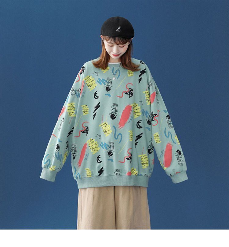 好感度UP カジュアル 定番シンプル プリント 4色選択 スウェットE-10846