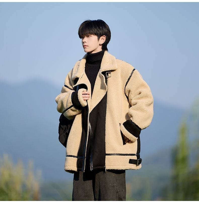 冬新作 ムートン風 暖かい 3色展開 ジャケットE-12583
