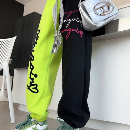 着?せ刺?ロゴ裏起毛ジョガーパンツ全3色E-4491