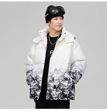 おすすめ  冬服 ダウン  暖かい 撥水加工 グラデーション 男女兼用  ダウンジャケットE-12626