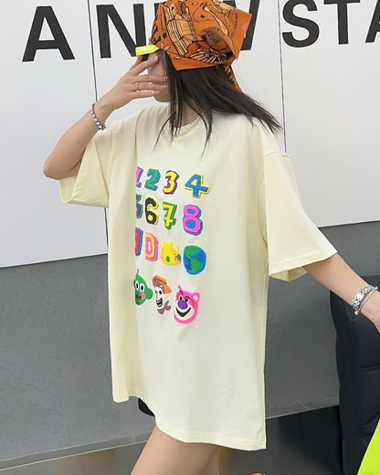 売り切れ必至 個性派 プリント三色 ゆったり 半袖Tシャツ ＜ins-8462＞