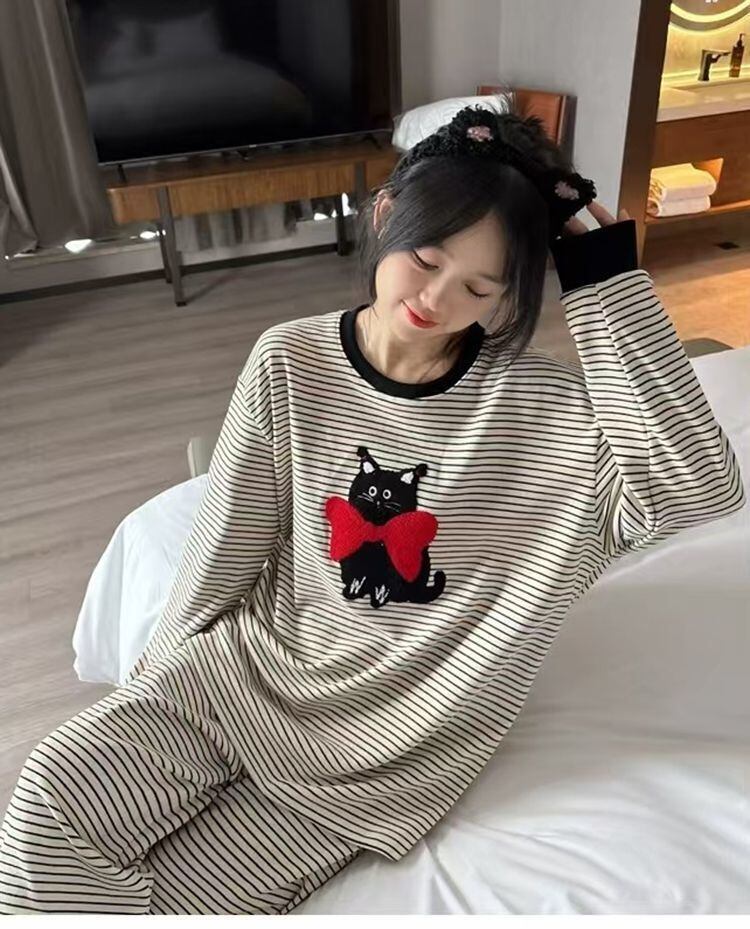 柔らかくて優しい印象 2種選択 着心地良い トップス+パンツセット パジャマE-10906