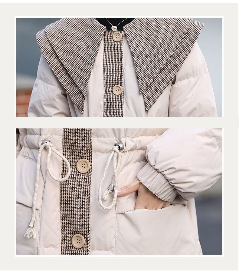 都市ファッショ デザイン オシャレ 切り替え 2色選択 ロングダウンジャケット E-9739