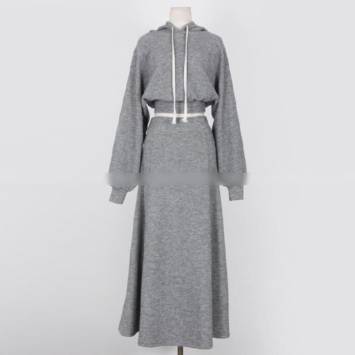 超人気 定番シンプル カジュアル 長袖パーカー＋スカート セットアップ E-10002