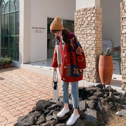 【半額！期間限定！！】好感度UP   ゆったりとした怠惰なセーターコートE-5174