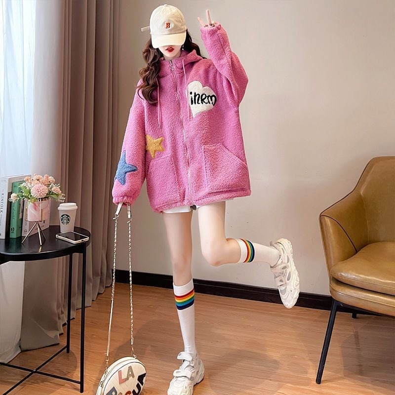 流行新作 美人度アップ 目を奪われる カジュアル 3色選択 ラムフリース コート ボアジャケットE-9792