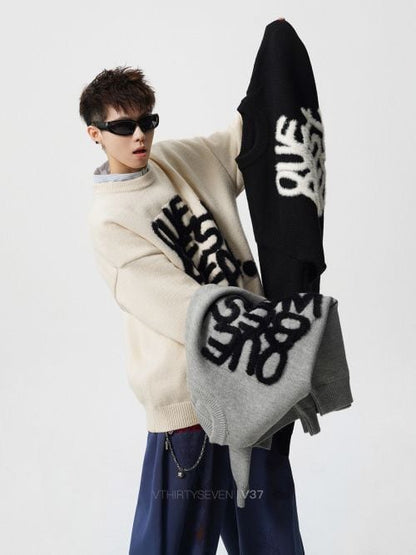 大人可愛い ファッション感満々 切り替え 3色選択 男女兼用 ニットE-12550