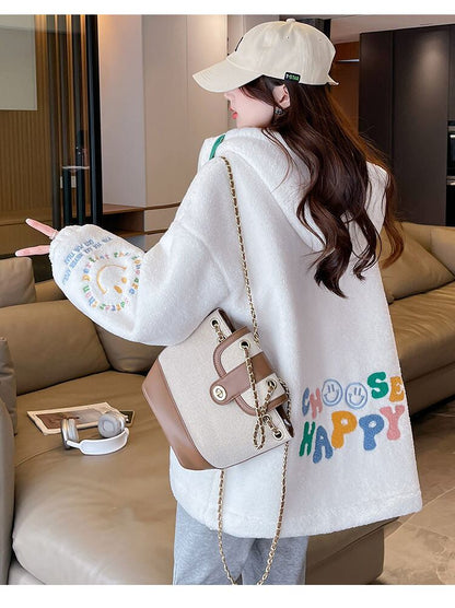 売り切れ必至 カジュアル 定番シンプル 2色選択 ラムフリース コート ボアジャケットE-9805