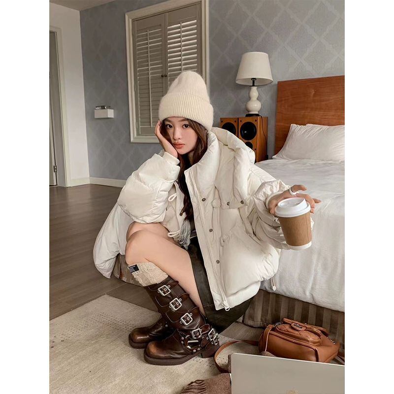 絶対欲しい 4色選択 スタイルアップ フード付きジッパーコート E-10055