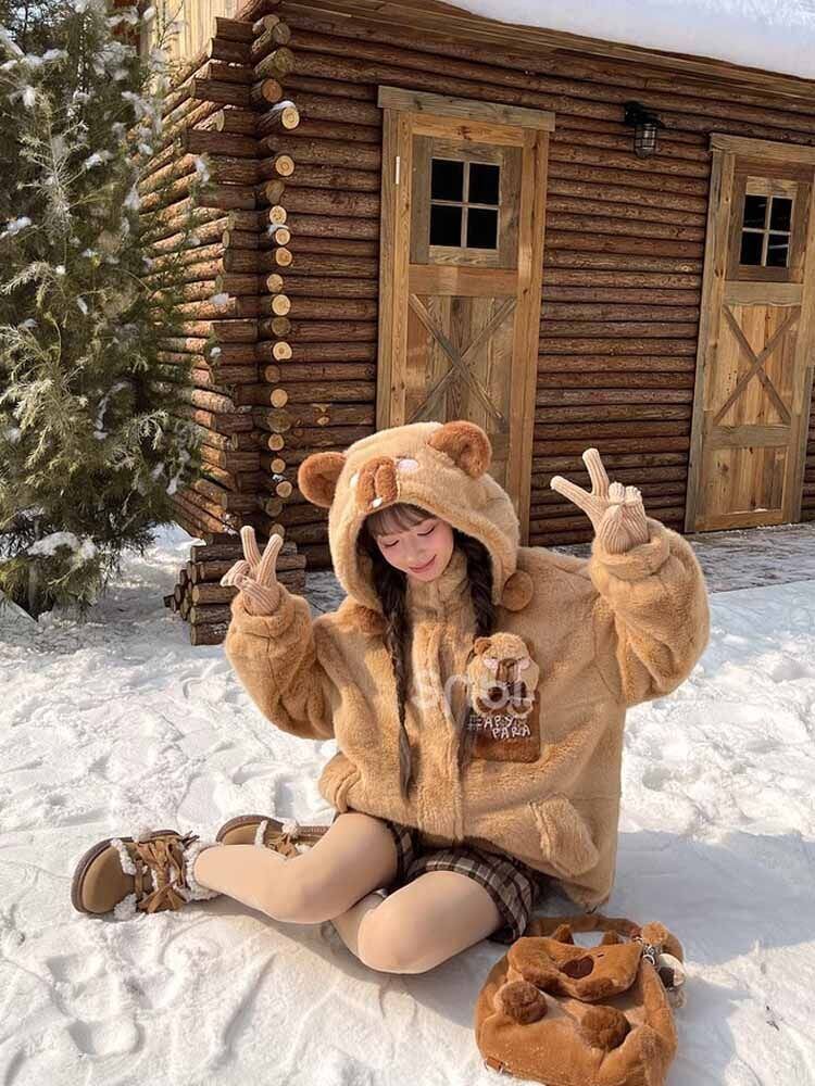 絶対欲しい 個性的なデザイン 大人可愛い 上質 ぬいぐるみのパーカートップス E-9889