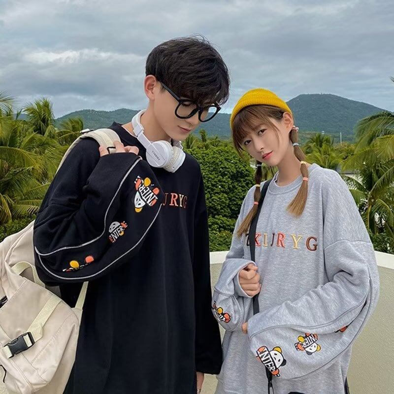 おすすめ熊柄  刺?ロゴ ユニセックスゆったりスウェット全4色E -4657