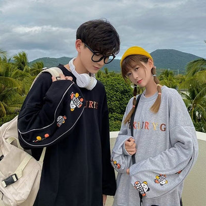 おすすめ熊柄  刺?ロゴ ユニセックスゆったりスウェット全4色E -4657