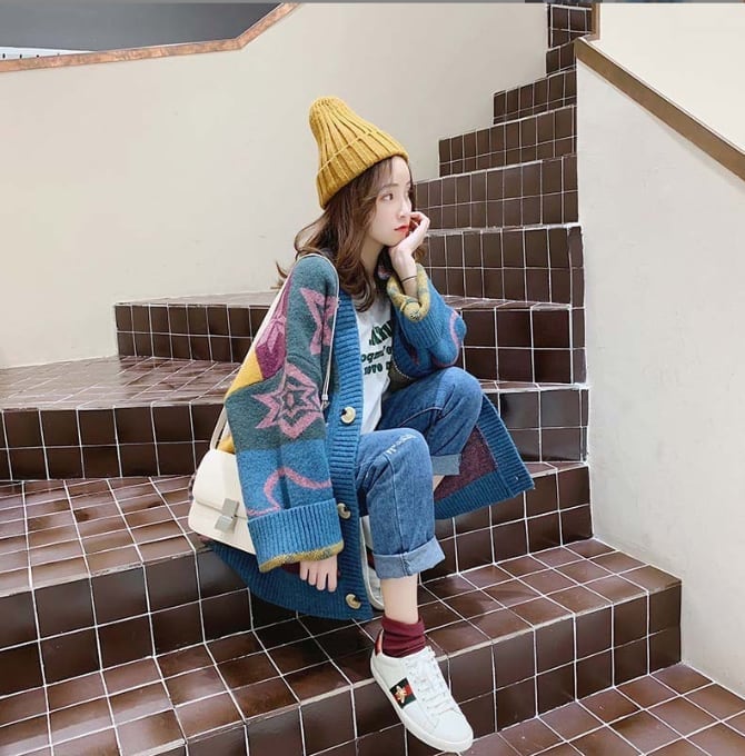 好感度UP   ゆったりとした怠惰なセーターコートE-5174