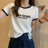 ゆったり感アップ ファッション アルファベット Tシャツ カットソー＜ins-3077＞