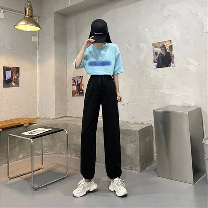 カジュアル 3色選択可 着心地抜群 ハイウエスト パンツ ボトムスE-3799