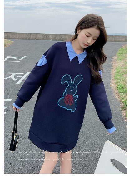 美人度アップ 長袖 プラスベルベット ニット セーター E-10485