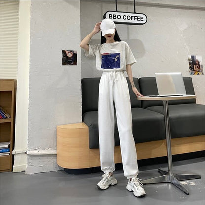 カジュアル 3色選択可 着心地抜群 ハイウエスト パンツ ボトムスE-3799