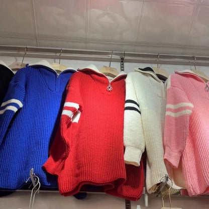 知的 美人度アップ  2色 ハーフジップニットE-12385