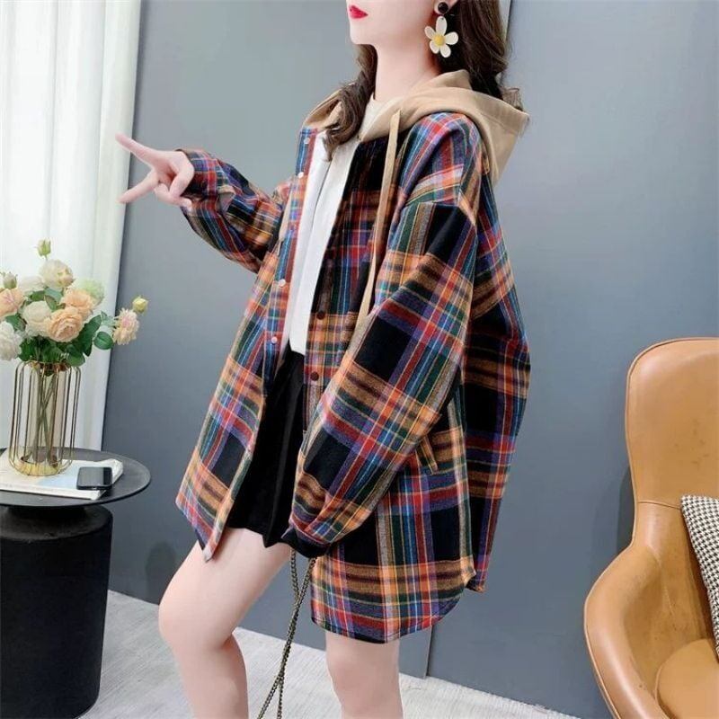 売り切れ必至 カジュアル スタイルアップ効果抜群 チェック柄 2色選択 シャツ E-9711