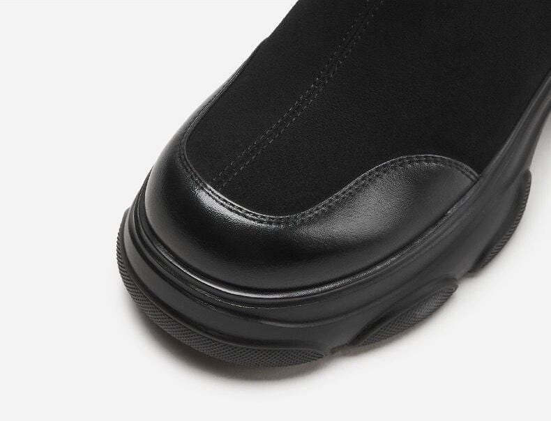 太ヒール スクエアトゥ 美感いっぱい ベルベット ローファー 革靴 2色選択可 シューズE-10386