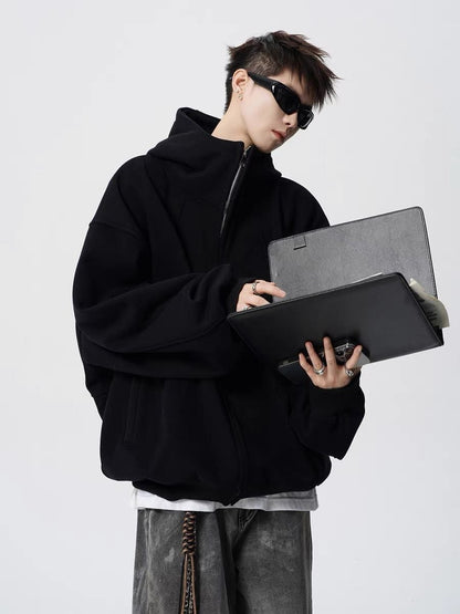 ファッション感満々 切り替え 2色選択 男女兼用 ジップアップパーカーE-12543