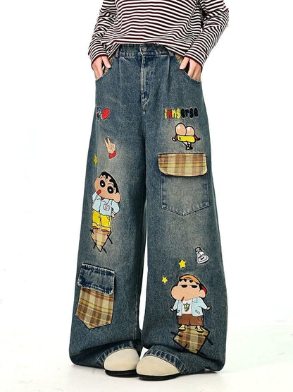 売り切れ必至 プラスベルベット  デニム ワイドパンツE-12352