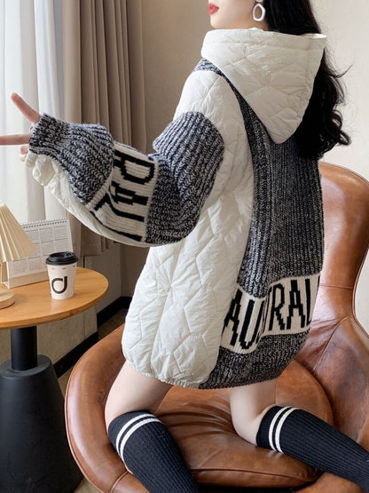 今季も大流行 個性的なデザイン 目を奪われる 切り替え 2色選択 ニットトップスE-10695