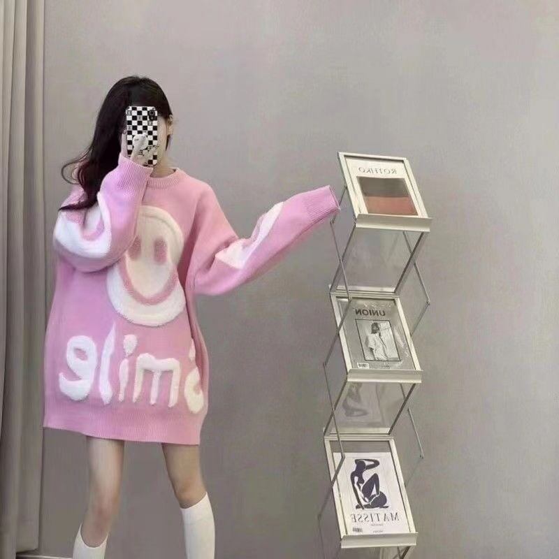 大人可愛いスマイルマークセーター全4色E-4354