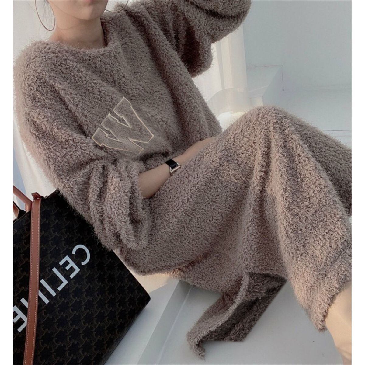 好感度UP 気質アップ 柔らかくて優しい印象 4色選択 ニットスカートE-10026