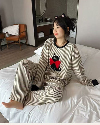 柔らかくて優しい印象 2種選択 着心地良い トップス+パンツセット パジャマE-10906