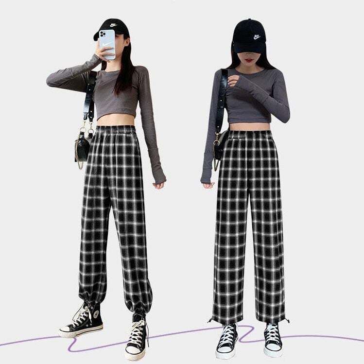 存在感抜群 ファッション感満々 トレンドアイテム チェック柄 カジュアルパンツ E-9861