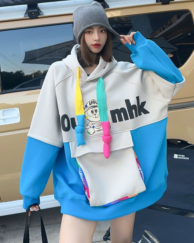 【裏起毛】 個性派 早い者勝ち ファッション ルーズパーカーE-5705