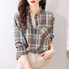 超人気 オシャレ 都市ファッショ デザイン チェック柄 切り替え Tシャツ E-9514