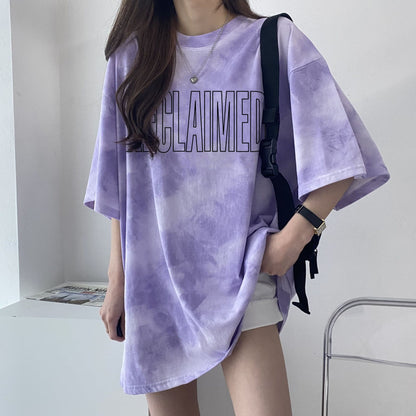 海外トレンド カジュアル 好感度UP 絞り染め 全4色 半袖 Tシャツ E-9219