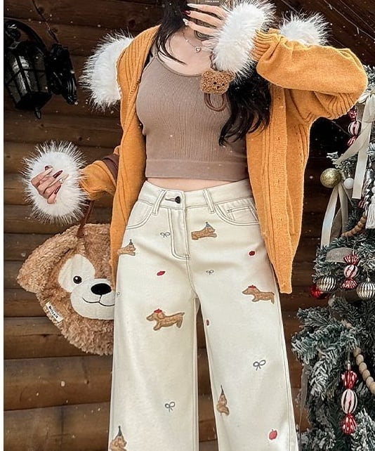 好感度UP 着回し力抜群 売り切れ必至 プラスベルベット 2色選択 デニム ワイドパンツE-10864