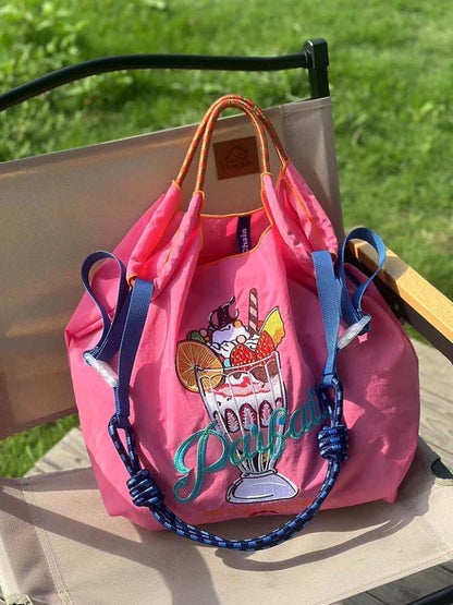 新作アイスクリームデザイン刺?ロゴ  ショッピングバッグ エコバッグE-4479