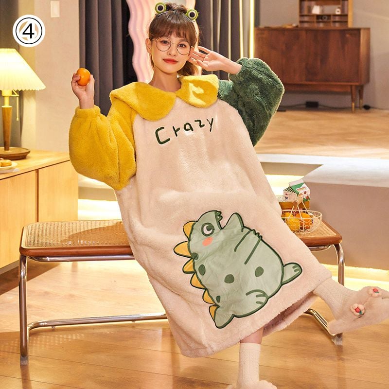 柔らかな肌触りで着心地も楽ちん！コーラルベルベットパジャマ女性冬プラスベルベットと厚みのある  4種選択 パジャマE-9750