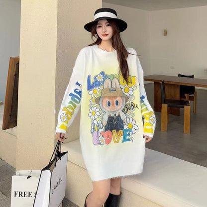 大人可愛い プラスベルベット デザイン性抜群 ニットE-10306