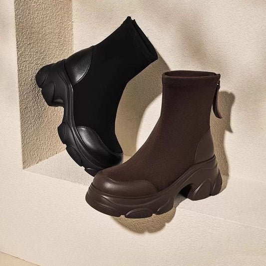 太ヒール スクエアトゥ 美感いっぱい ベルベット ローファー 革靴 2色選択可 シューズE-10386