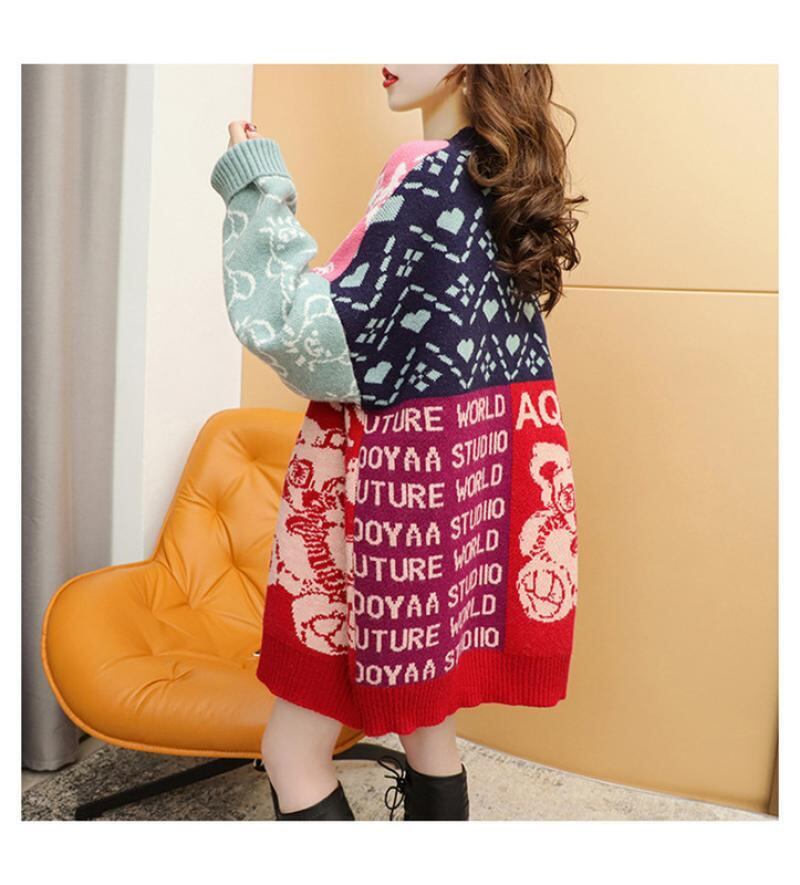 ルーズレイジースタイル漫画セーターカーディガントE-5021