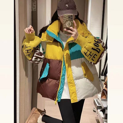 気質アップ 切り替え ファッション感満々 2色選択 ダウンジャケットE-10588