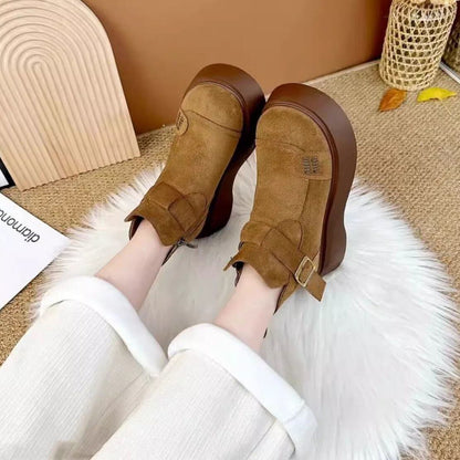 【裹起毛】美人度アップ スクエアトゥ 美感いっぱい ベルベット ローファー 革靴 2色選択可 シューズE-10387