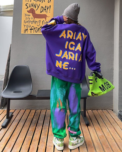 超人気 個性派 ファッション 海外トレンド 裏起毛 スウェットE-6279