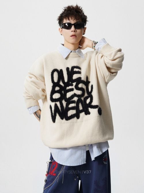 大人可愛い ファッション感満々 切り替え 3色選択 男女兼用 ニットE-12550