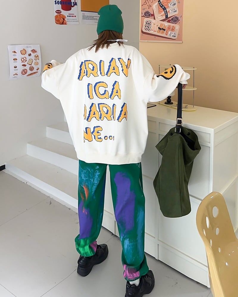 超人気 個性派 ファッション 海外トレンド 裏起毛 スウェットE-6279