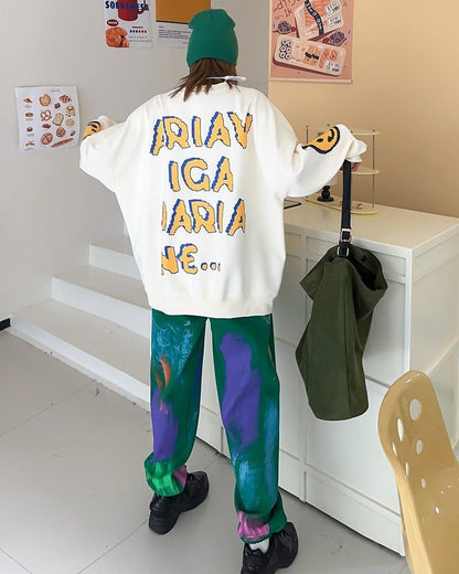 超人気 個性派 ファッション 海外トレンド 裏起毛 スウェットE-6279