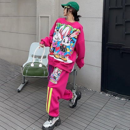 スタイルアップ効果抜群 プリント 高見えデザイン 2色選択 パーカー＋ショートパンツ セットアップE-9443