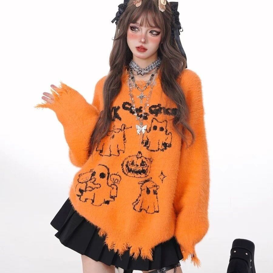 今季も大流行大人可愛い カジュアル スタイルアップ 2色選択ニットトップスE-10621