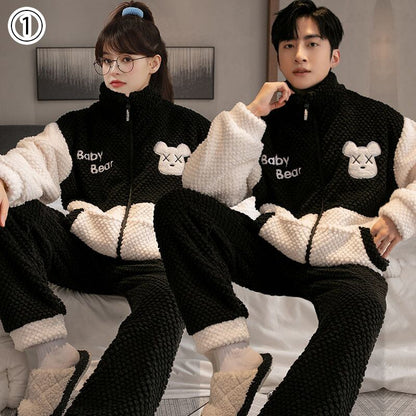大好評 着心地良い スタイルアップ 3種選択 サンゴフリース カップル パジャマ E-9774